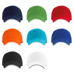 Boné de 5 painéis com pala a contrastar de algodão 170 g/m2 cor turquesa vista detalhe 2