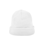 Gorro de malha acrílica com rebordo duplo inferior 320 g/m2 cor branco segunda vista