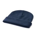 Gorro de malha acrílica com rebordo duplo inferior 320 g/m2 cor azul real primeira vista de uso