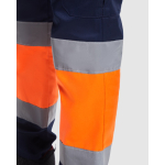Calças de trabalho de alta visibilidade com bolsos 200 g/m2 Roly Naos cor cor-de-laranja fluorescente vista detalhe 2