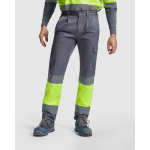 Calças de trabalho de alta visibilidade inverno 240 g/m2 Roly Soan cor cinzento topo primeira vista de uso