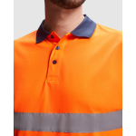 Polo de trabalho de alta visibilidade de poliéster 170 g/m2 Roly Polaris cor cor-de-laranja fluorescente vista detalhe 1