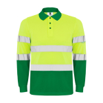 Polo técnico de trabalho, manga comprida 170 g/m2 Roly Polaris L/S cor verde segunda vista