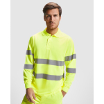 Polo técnico de trabalho, manga comprida 170 g/m2 Roly Polaris L/S cor amarelo fluorescente primeira vista de uso