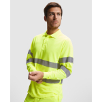 Polo técnico de trabalho, manga comprida 170 g/m2 Roly Polaris L/S cor amarelo fluorescente quarta vista de uso