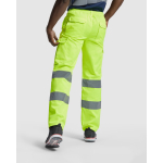 Calças de trabalho de alta visibilidade 235 g/m2 Roly Alfa cor amarelo fluorescente quarta vista de uso