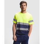 T-shirt técnica de trabalho de alta visibilidade 130 g/m2 Roly Delta cor azul-marinho primeira vista de uso