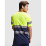 T-shirt técnica de trabalho de alta visibilidade 130 g/m2 Roly Delta cor azul-marinho vista detalhe 1