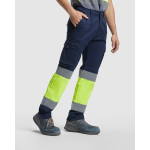 Calças de trabalho de alta visibilidade 250 g/m2 Roly Daily Stretch HV cor amarelo fluorescente terceira vista de uso