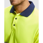 Polo técnico de trabalho de alta visibilidade de poliéster 170 g/m2 Roly Vega cor amarelo fluorescente vista detalhe 1
