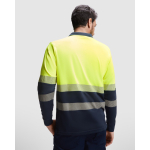 Polo técnico de trabalho, manga comprida, alta visibilidade 170 g/m2 Roly Vega LS cor amarelo fluorescente quarta vista de uso