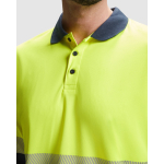 Polo técnico de trabalho, manga comprida, alta visibilidade 170 g/m2 Roly Vega LS cor amarelo fluorescente vista detalhe 1