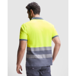 Polo de trabalho de alta visibilidade, manga curta 170 g/m2 Roly Atrio cor cor-de-laranja fluorescente quarta vista de uso