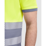 Polo de trabalho de alta visibilidade, manga curta 170 g/m2 Roly Atrio cor cor-de-laranja fluorescente vista detalhe 1