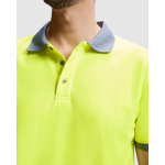 Polo de trabalho de alta visibilidade, manga curta 170 g/m2 Roly Atrio cor cor-de-laranja fluorescente vista detalhe 2