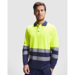 Polo técnico de trabalho, manga comprida 170 g/m2 Roly Atrio LS cor azul-marinho primeira vista de uso