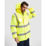 Parka acolchoada de trabalho, alta visibilidade 395 g/m2 Roly Merak cor azul-marinho quarta vista de uso