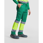 Calças de trabalho, multibolsos, visibilidade 235 g/m2 Roly Enix cor verde terceira vista de uso
