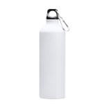 Garrafa de alumínio grande com mosquetão na tampa 800 ml cor branco segunda vista