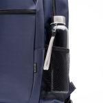 Mochila executiva acolchoada de nylon reciclado para portátil 15” cor azul-marinho vista detalhe 2