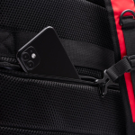 Mochila de viagem de poliéster reciclado hidrorrepelente PC 16” cor vermelho vista detalhe 4