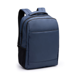 Mochila de pele PU com alças e ombro acolchoado para portátil 15” cor azul-marinho primeira vista de uso
