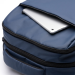 Mochila de pele PU com alças e ombro acolchoado para portátil 15” cor azul-marinho vista detalhe 1