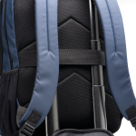 Mochila de pele PU com alças e ombro acolchoado para portátil 15” cor azul-marinho vista detalhe 3