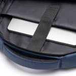 Mochila de pele PU com alças e ombro acolchoado para portátil 15” cor azul-marinho vista detalhe 4