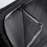 Mochila de viagem, pele de PU extensível com bolso para portátil 17” cor preto vista detalhe 3