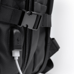 Mochila de viagem, pele de PU extensível com bolso para portátil 17” cor preto vista detalhe 5