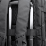 Mochila de viagem, pele de PU extensível com bolso para portátil 17” cor preto vista detalhe 6