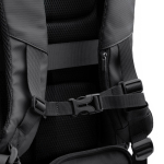 Mochila de viagem, pele de PU extensível com bolso para portátil 17” cor preto vista detalhe 7
