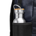 Mochila de nylon 600D com costas acolchoadas e alças ajustáveis 15” cor azul-marinho vista detalhe 2