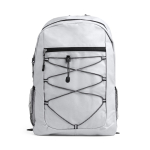 Mochila desportiva de poliéster 600D com fecho de correr frontal cor branco segunda vista