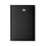 Agenda com capa acolchoada com relevo e marca-página A5 cor preto segunda vista
