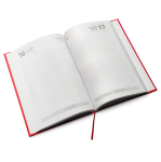 Agenda com capa acolchoada com relevo e marca-página A5 cor vermelho vista detalhe 1