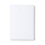 Agenda com capa acolchoada com relevo e marca-página A5 cor branco segunda vista