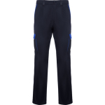 Calças compridas unissexo multibolsos contraste 250 g/m2 Roly Trooper cor azul real segunda vista