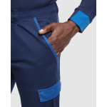Calças compridas unissexo multibolsos contraste 250 g/m2 Roly Trooper cor azul real vista detalhe 1