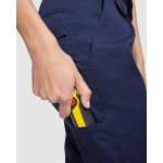 Calças de trabalho de poliéster e algodão para mulher 240 g/m2 Roly Daily cor azul-marinho vista detalhe 2