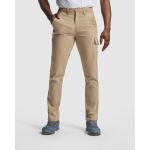 Calças de trabalho de algodão e elastano para homem 300 g/m2 Roly Fonta cor camel primeira vista de uso