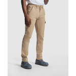 Calças de trabalho de algodão e elastano para homem 300 g/m2 Roly Fonta cor camel terceira vista de uso