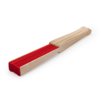 Leque colorido com tecido de poliéster e varetas de madeira cor vermelho vista detalhe 1