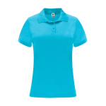 Polo técnico de poliéster piqué para mulher 150 g/m2 Roly Direct Monzha cor turquesa segunda vista