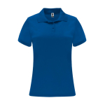 Polo técnico de poliéster piqué para mulher 150 g/m2 Roly Direct Monzha cor azul real segunda vista