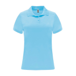 Polo técnico de poliéster piqué para mulher 150 g/m2 Roly Direct Monzha cor azul-claro segunda vista