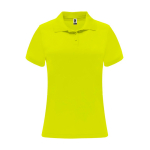 Polo técnico de poliéster piqué para mulher 150 g/m2 Roly Direct Monzha cor amarelo fluorescente segunda vista