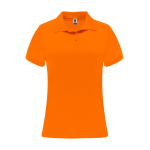Polo técnico de poliéster piqué para mulher 150 g/m2 Roly Direct Monzha cor cor-de-laranja fluorescente segunda vista