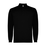 Polo de poliéster e algodão de manga comprida 220 g/m2 Roly Direct Carpe cor preto segunda vista